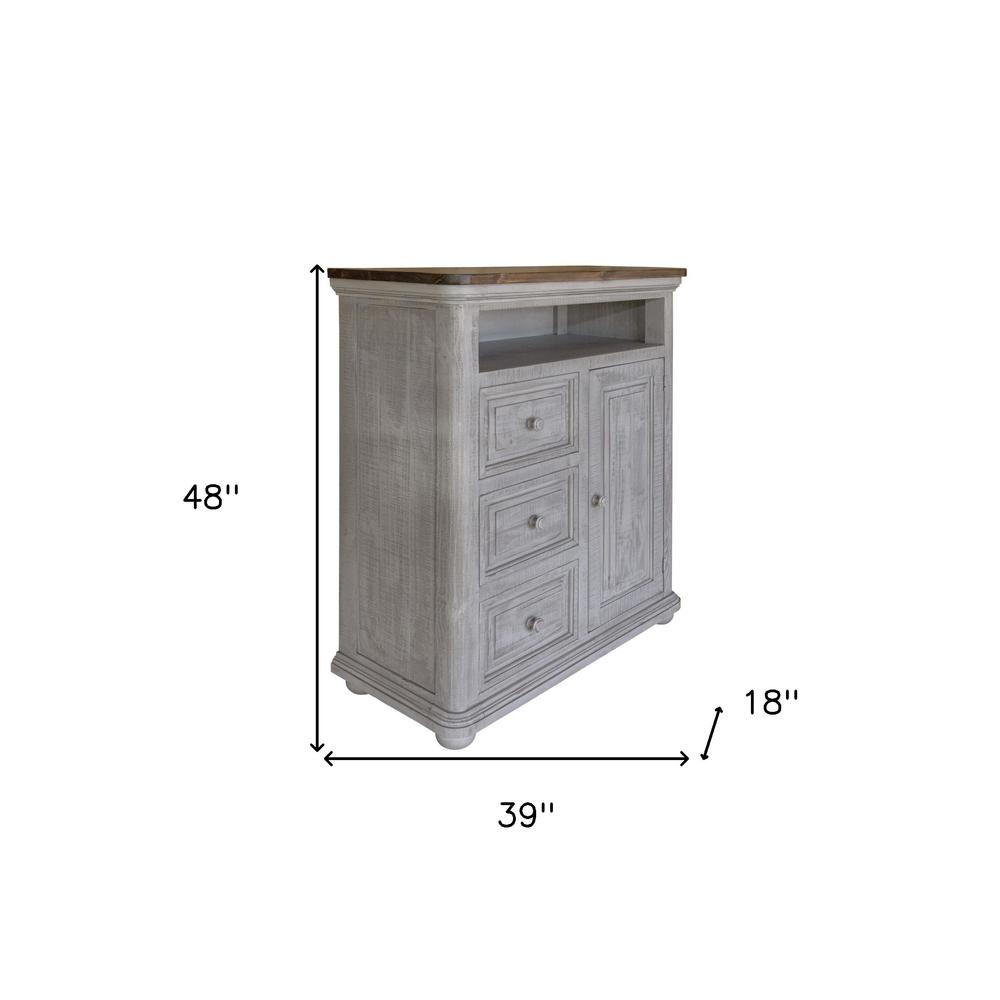 39" Gray Solid Wood Three Drawer Chest. Picture 4