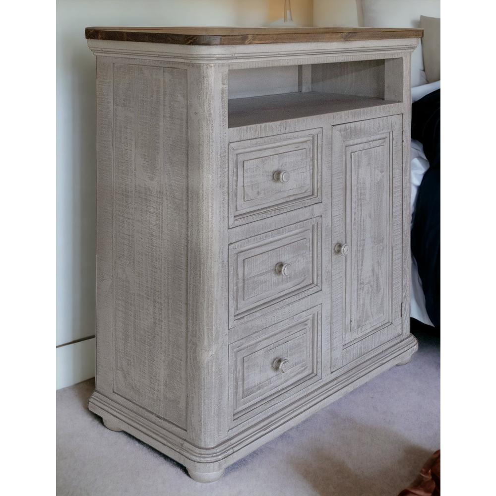 39" Gray Solid Wood Three Drawer Chest. Picture 5
