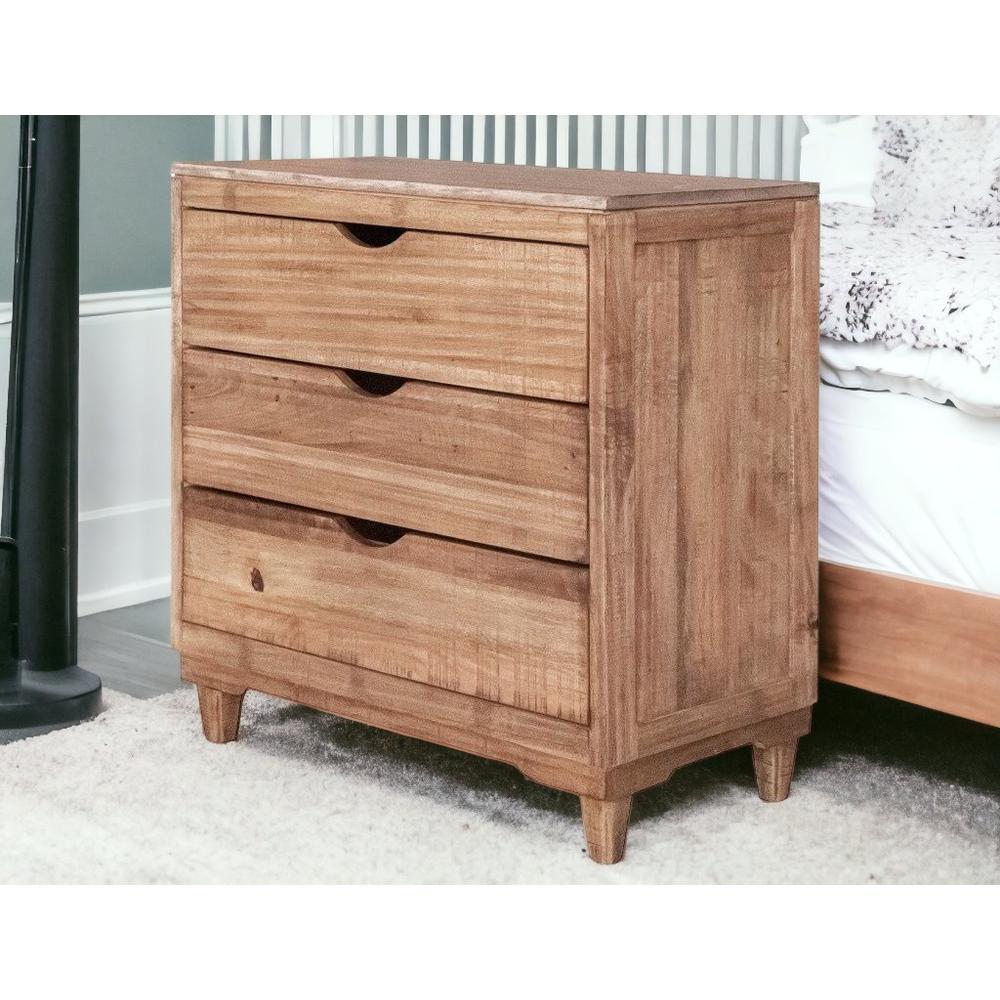36" Natural Solid Wood Three Drawer Chest. Picture 5