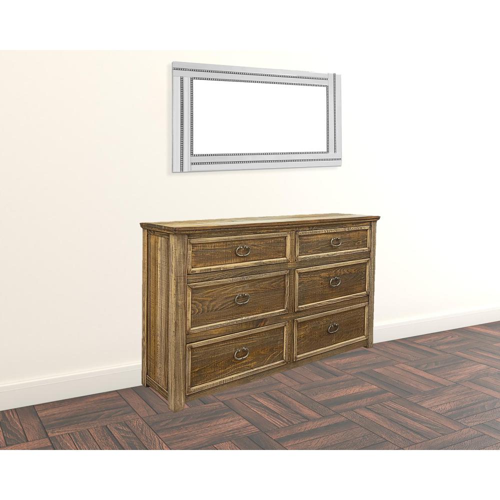 67" Natural Solid Wood Six Drawer Double Dresser. Picture 3
