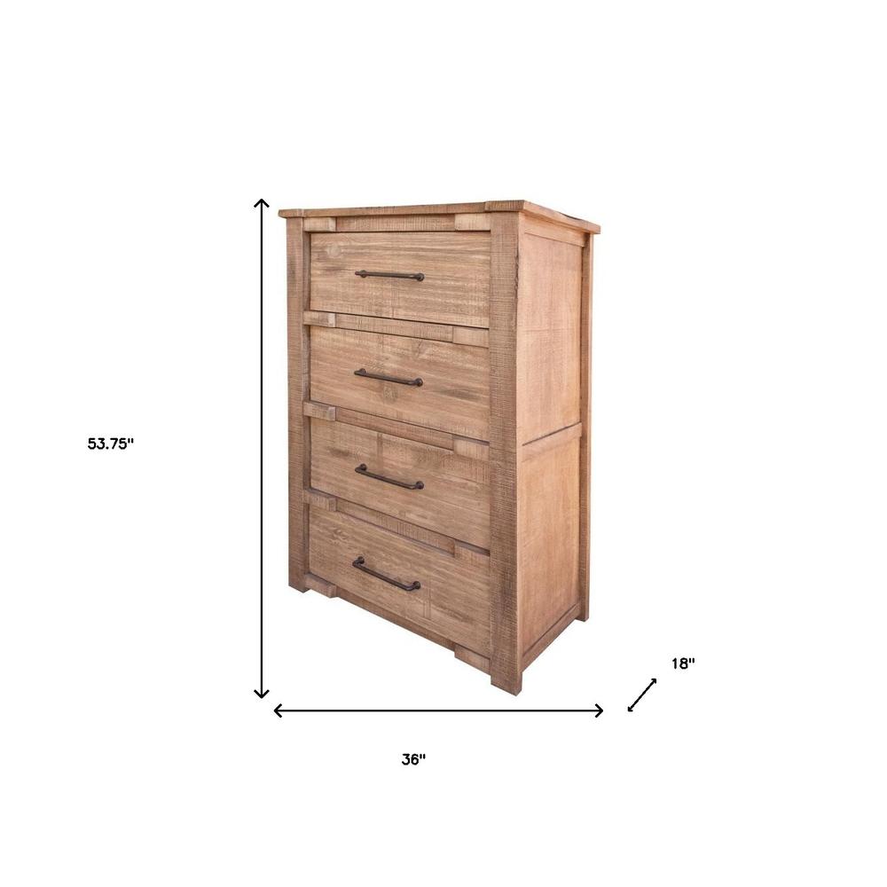 36" Natural Solid Wood Four Drawer Chest. Picture 4
