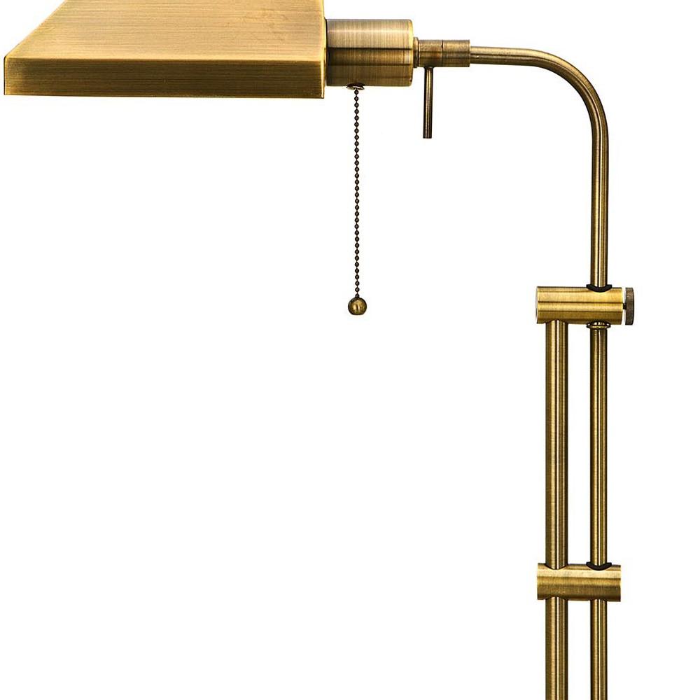 26" Bronze Metal Adjustable Table Lamp With Antiqued Brass Rectangular Shade. Picture 4