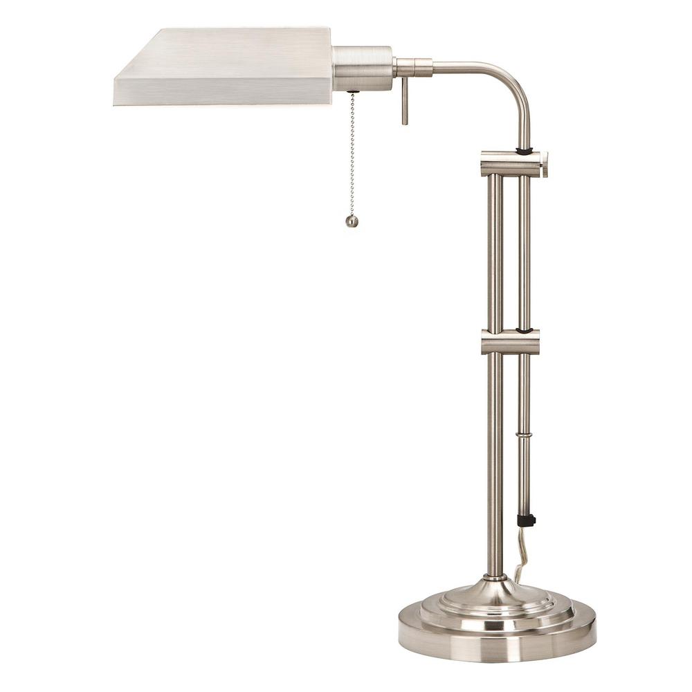 26" Nickel Metal Adjustable Table Lamp With Nickel Rectangular Shade. Picture 1