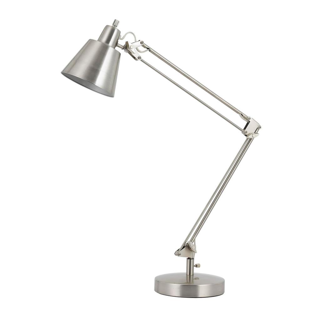 27" Nickel Metal Desk Table Lamp With Nickel Cone Shade. Picture 1