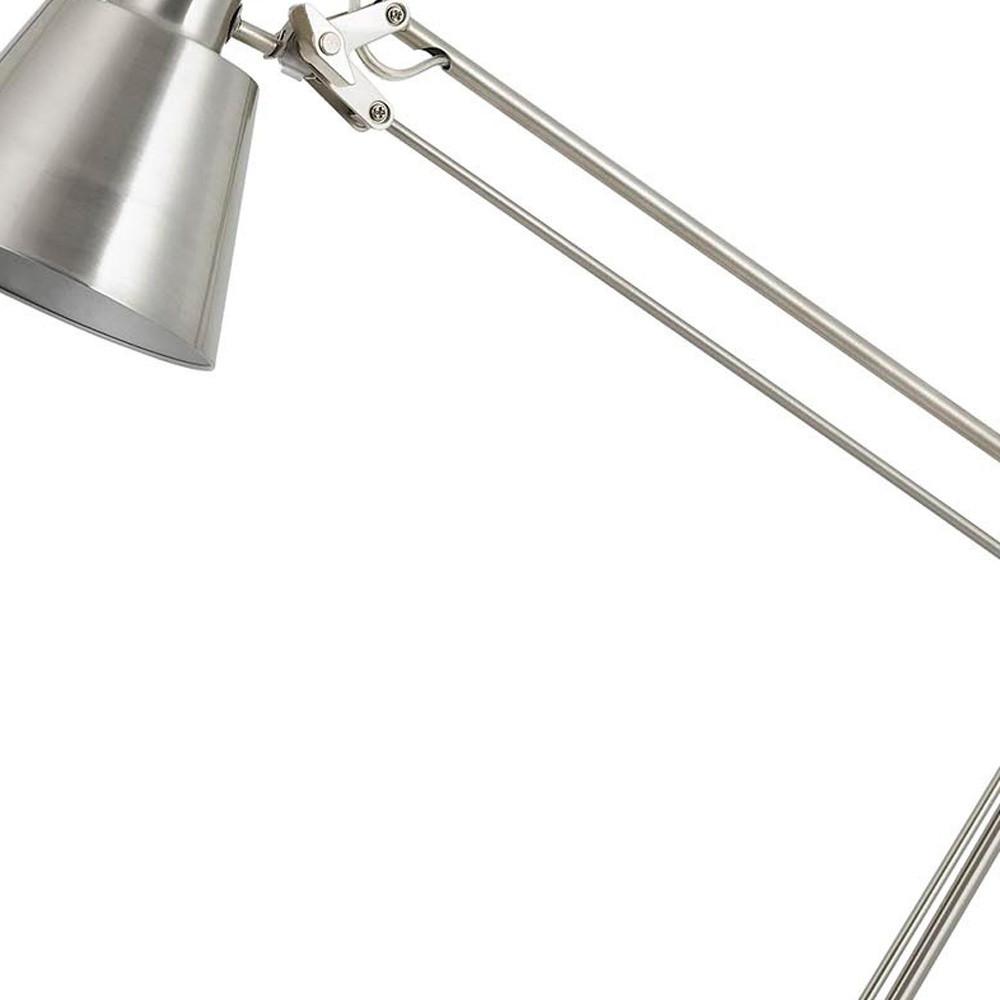 27" Nickel Metal Desk Table Lamp With Nickel Cone Shade. Picture 3