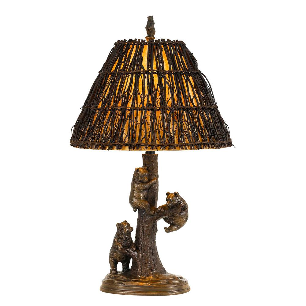 30" Bronze Table Lamp With Brown Empire Shade. Picture 1