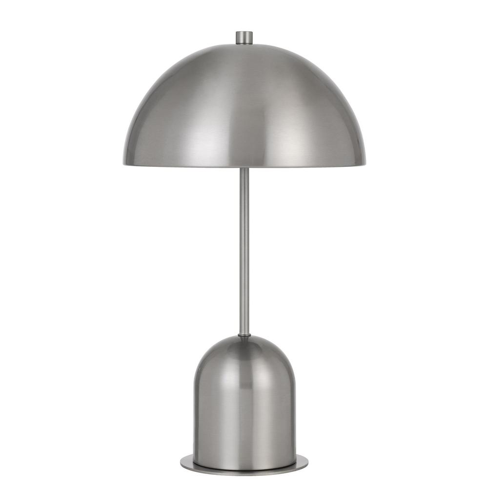 20" Nickel Metal Desk Table Lamp With Nickel Dome Shade. Picture 2