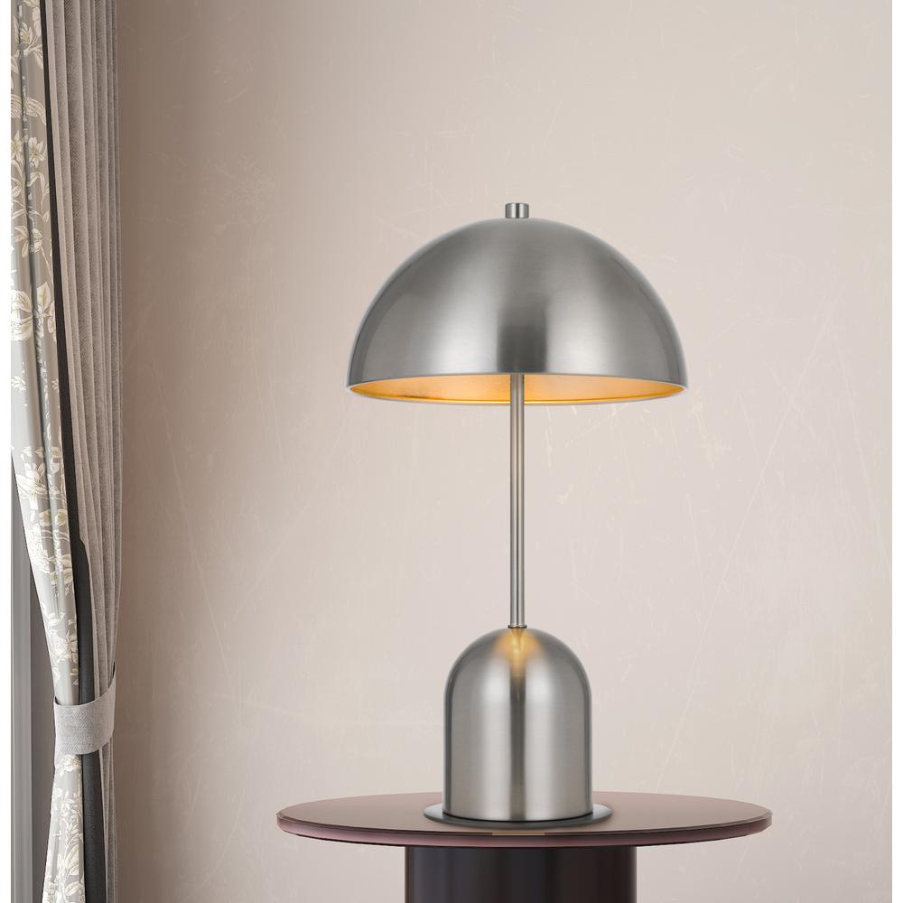 20" Nickel Metal Desk Table Lamp With Nickel Dome Shade. Picture 4