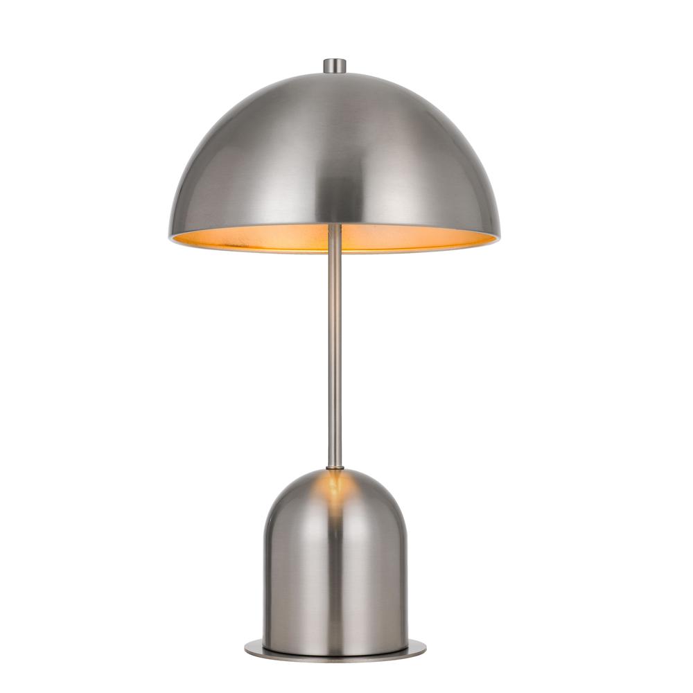 20" Nickel Metal Desk Table Lamp With Nickel Dome Shade. Picture 1