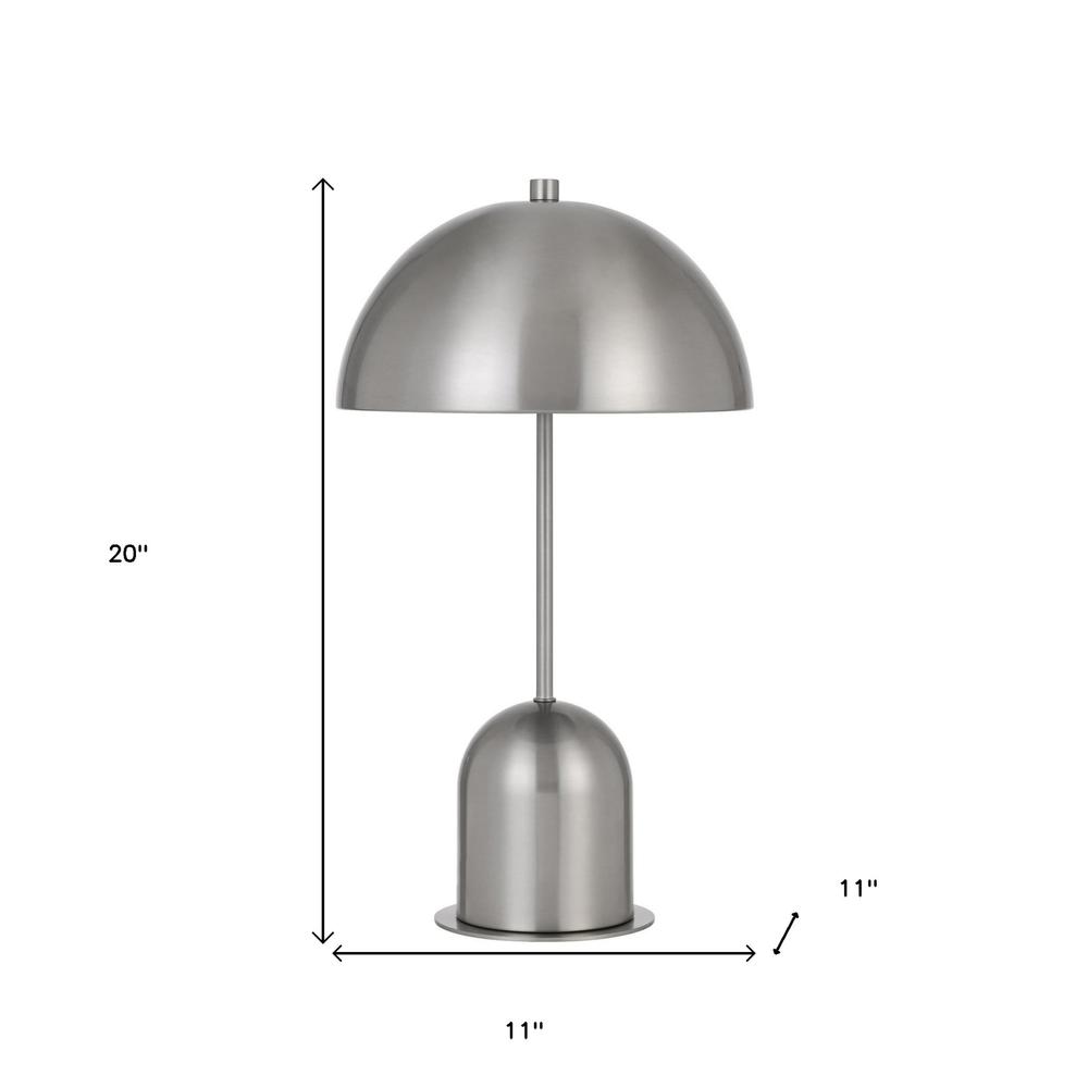 20" Nickel Metal Desk Table Lamp With Nickel Dome Shade. Picture 5