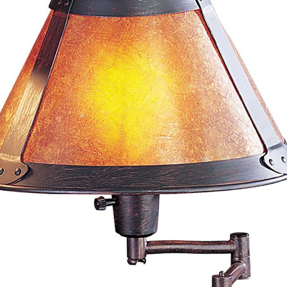 18" Rust Metal Table Lamp With Amber Empire Shade. Picture 3