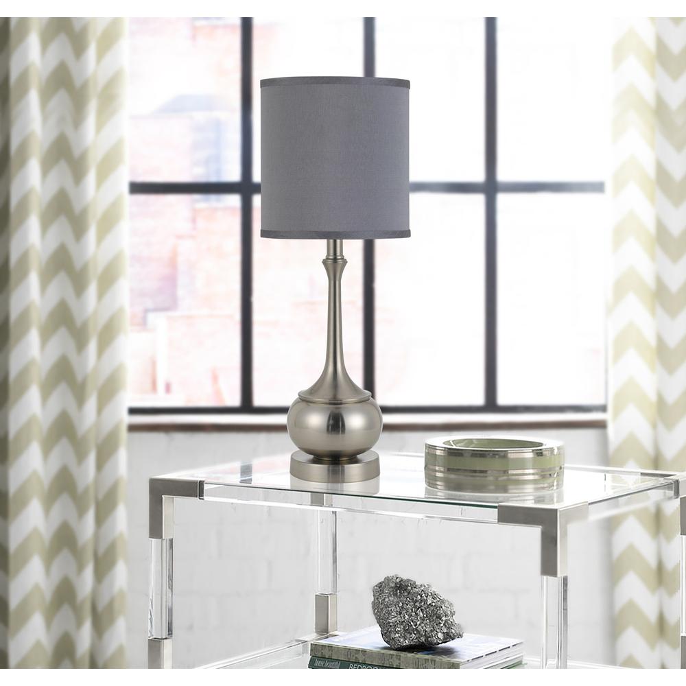 25" Nickel Metal Table Lamp With Taupe Cone Shade. Picture 4