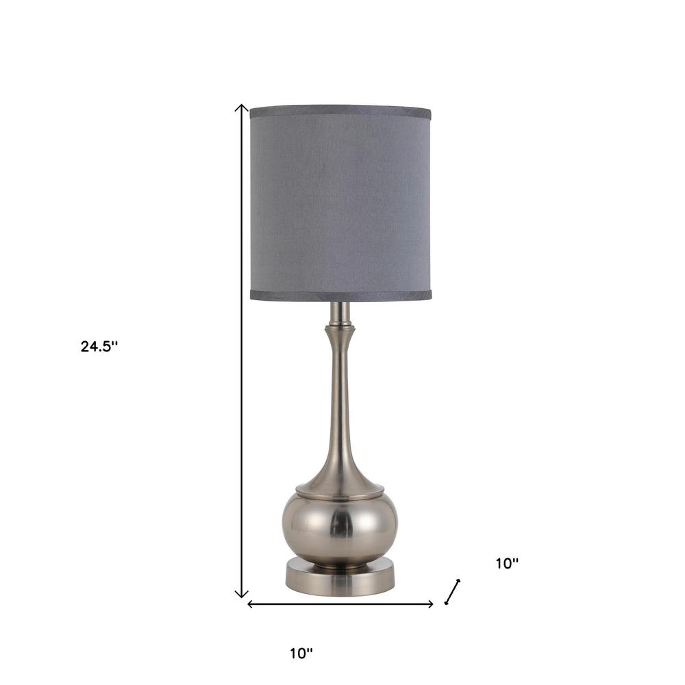 25" Nickel Metal Table Lamp With Taupe Cone Shade. Picture 5
