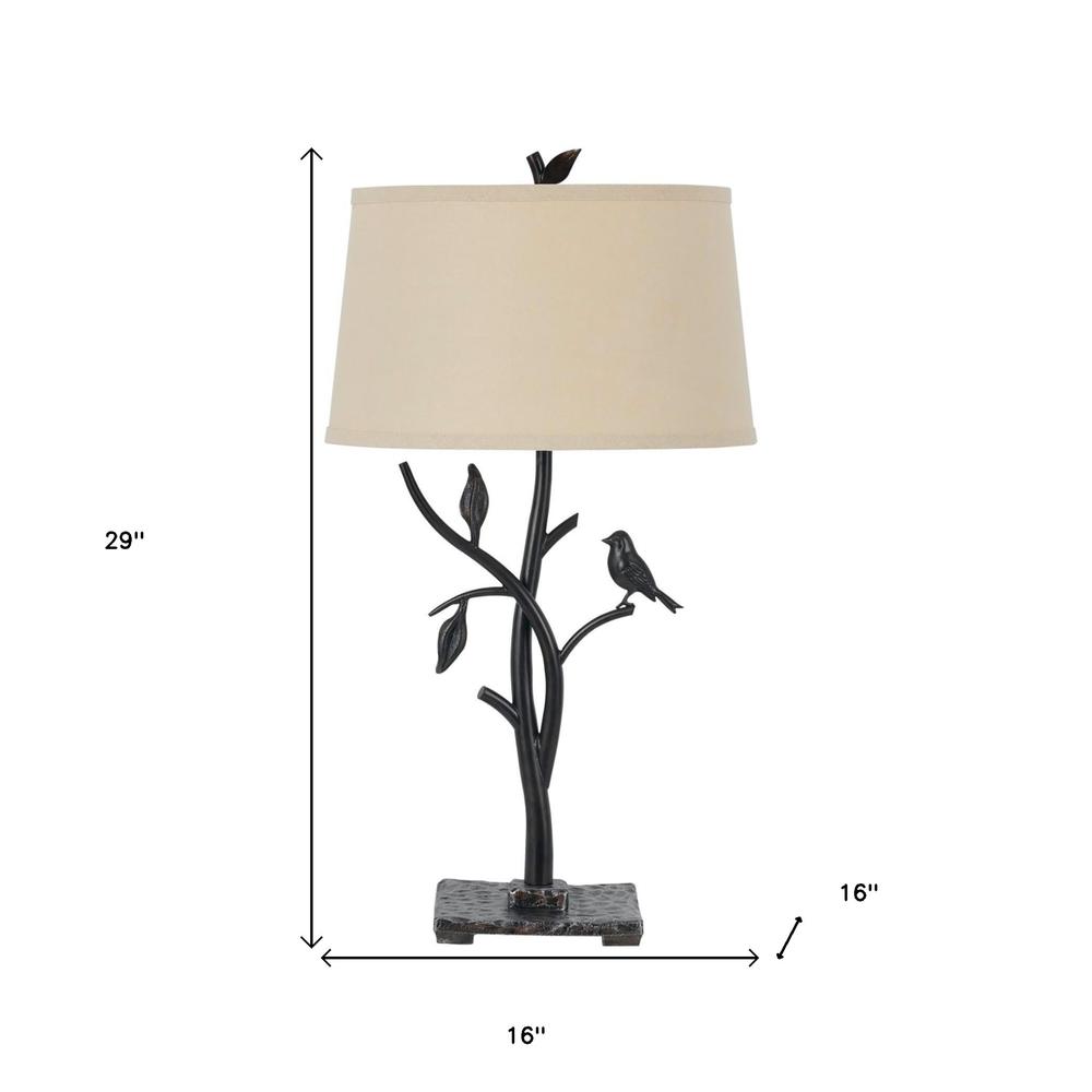 29" Tan Metal Table Lamp With Tan Empire Shade. Picture 5