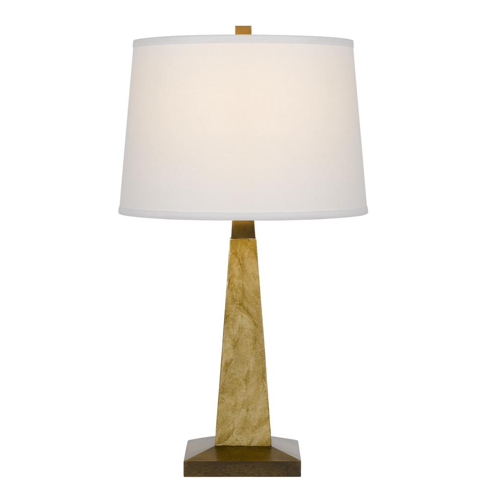 28" Brown Table Lamp With Off White Empire Shade. Picture 1