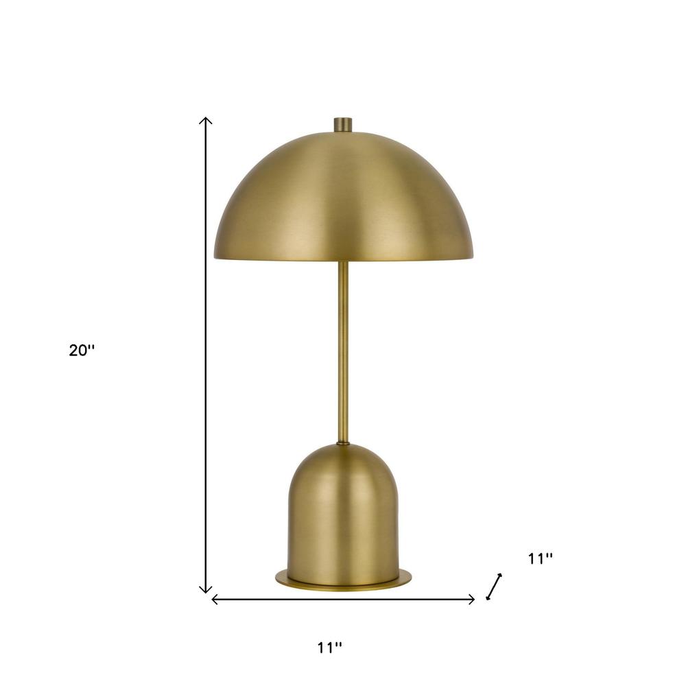 20" Antiqued Brass Metal Desk Table Lamp With Antiqued Brass Dome Shade. Picture 5