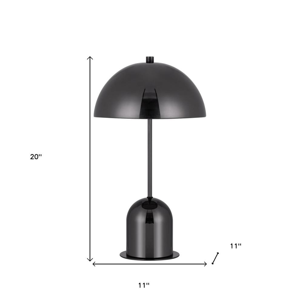 20" Gunmetal Metal Desk Table Lamp With Gunmetal Dome Shade. Picture 5