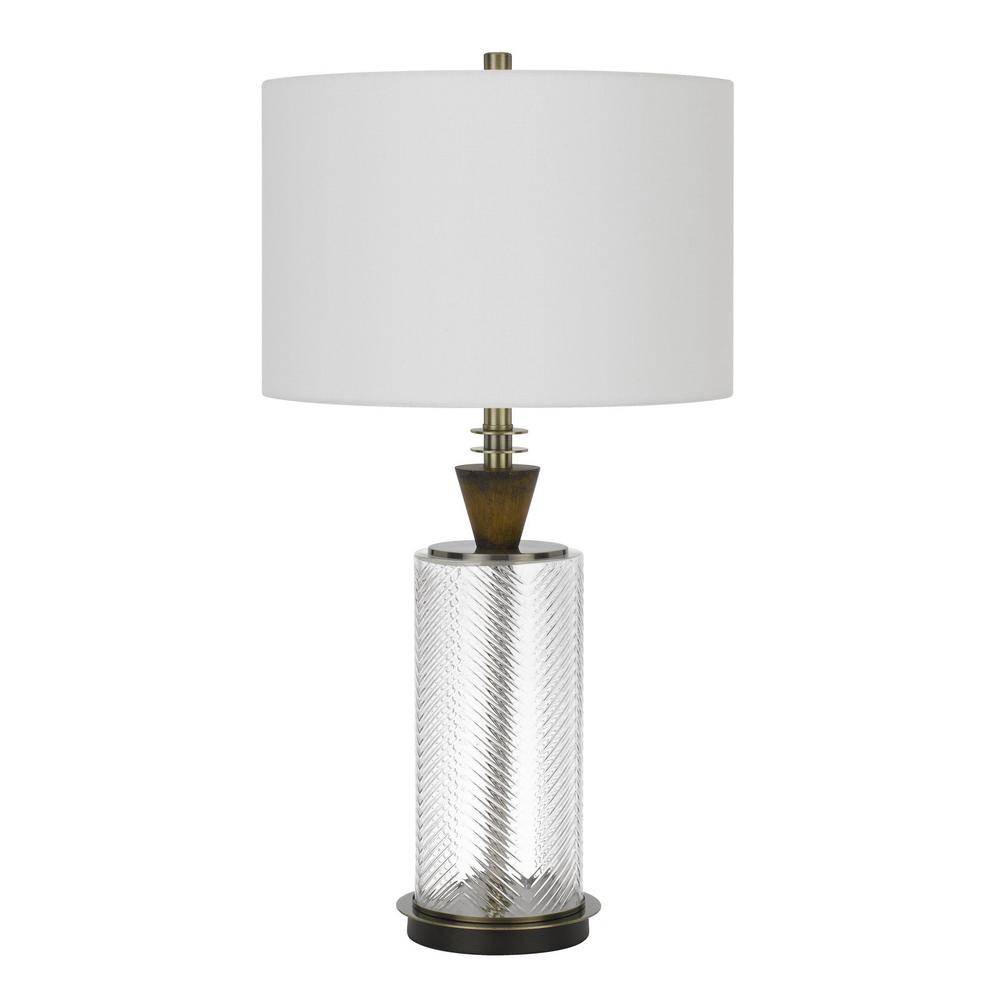 30" Clear Metal Table Lamp With White Empire Shade. Picture 2