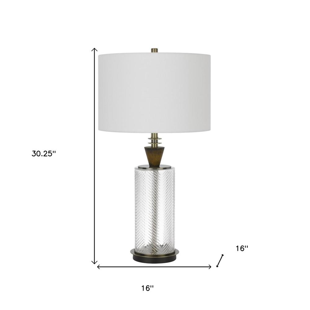 30" Clear Metal Table Lamp With White Empire Shade. Picture 5