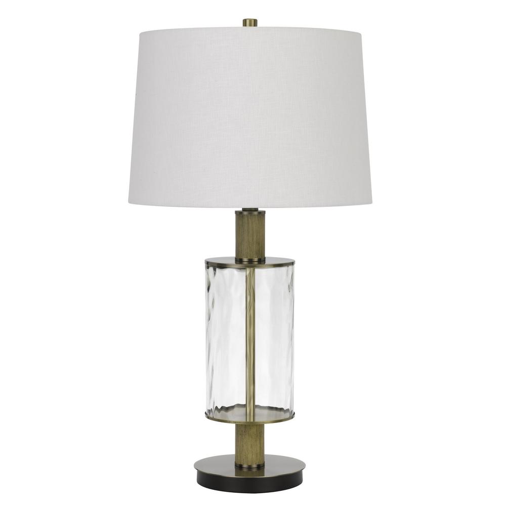 31" Clear Metal Table Lamp With White Empire Shade. Picture 2