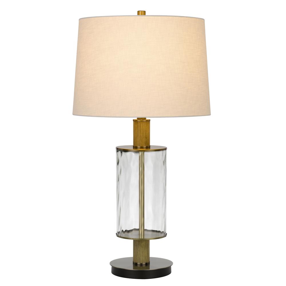 31" Clear Metal Table Lamp With White Empire Shade. Picture 1