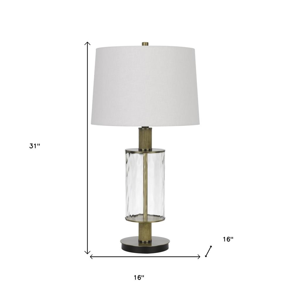31" Clear Metal Table Lamp With White Empire Shade. Picture 5