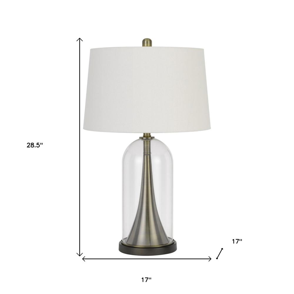29" Clear Metal Table Lamp With White Empire Shade. Picture 5