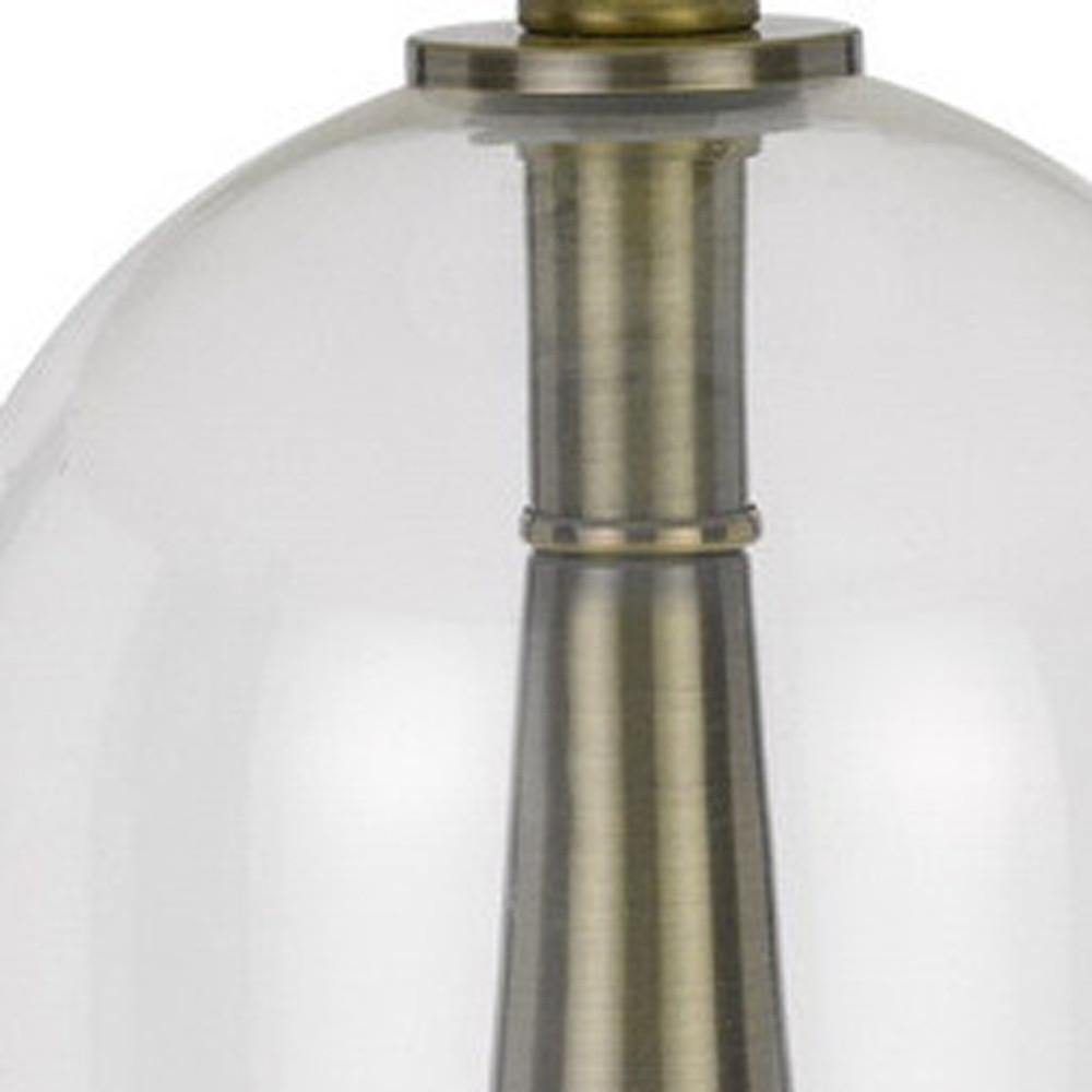 29" Clear Metal Table Lamp With White Empire Shade. Picture 4