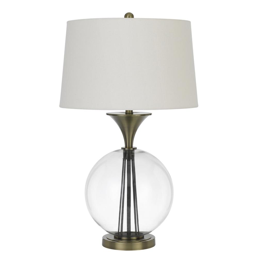 31" Clear Metal Table Lamp With White Empire Shade. Picture 2
