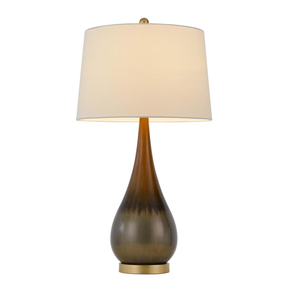 30" Taupe Metal Table Lamp With White Empire Shade. Picture 2
