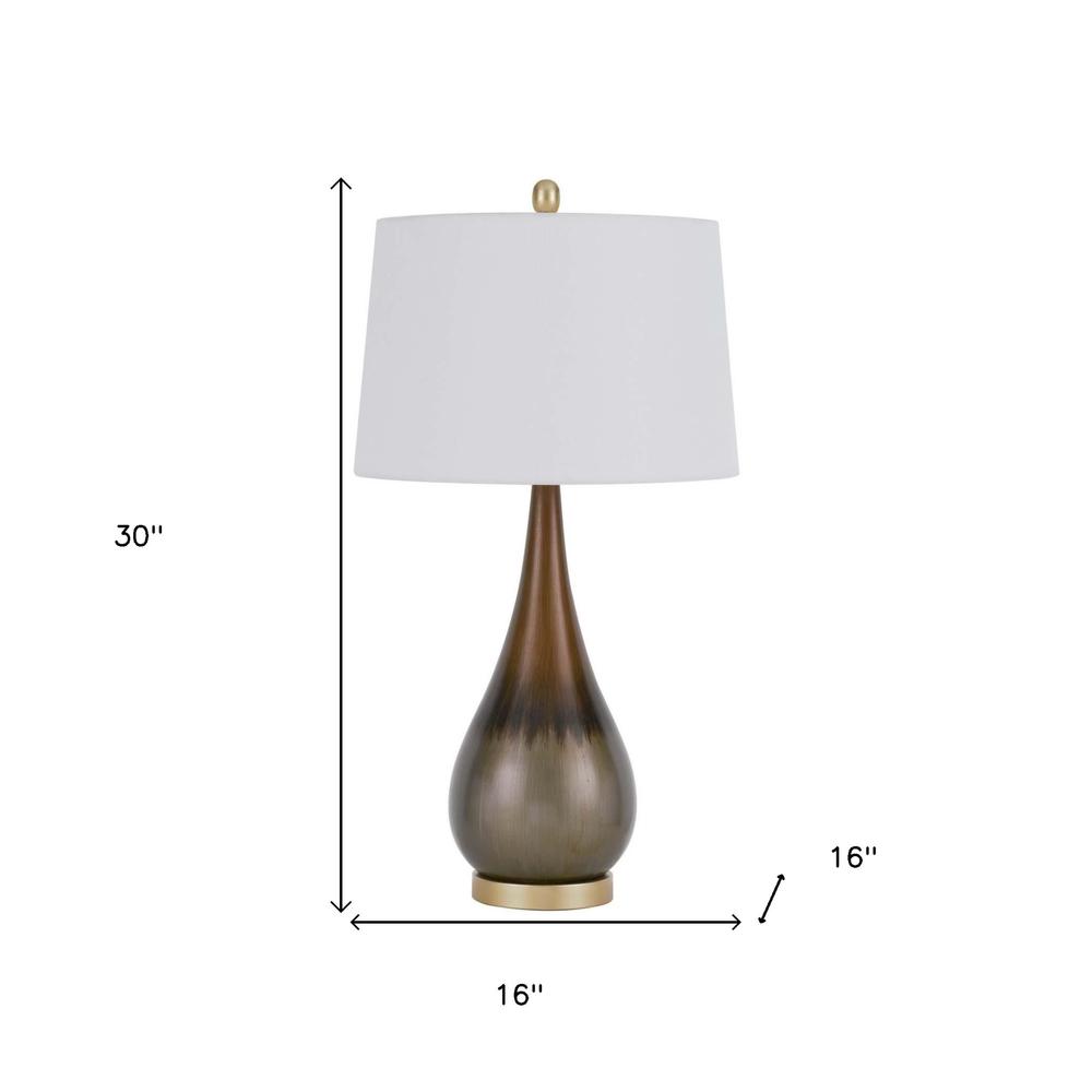 30" Taupe Metal Table Lamp With White Empire Shade. Picture 6