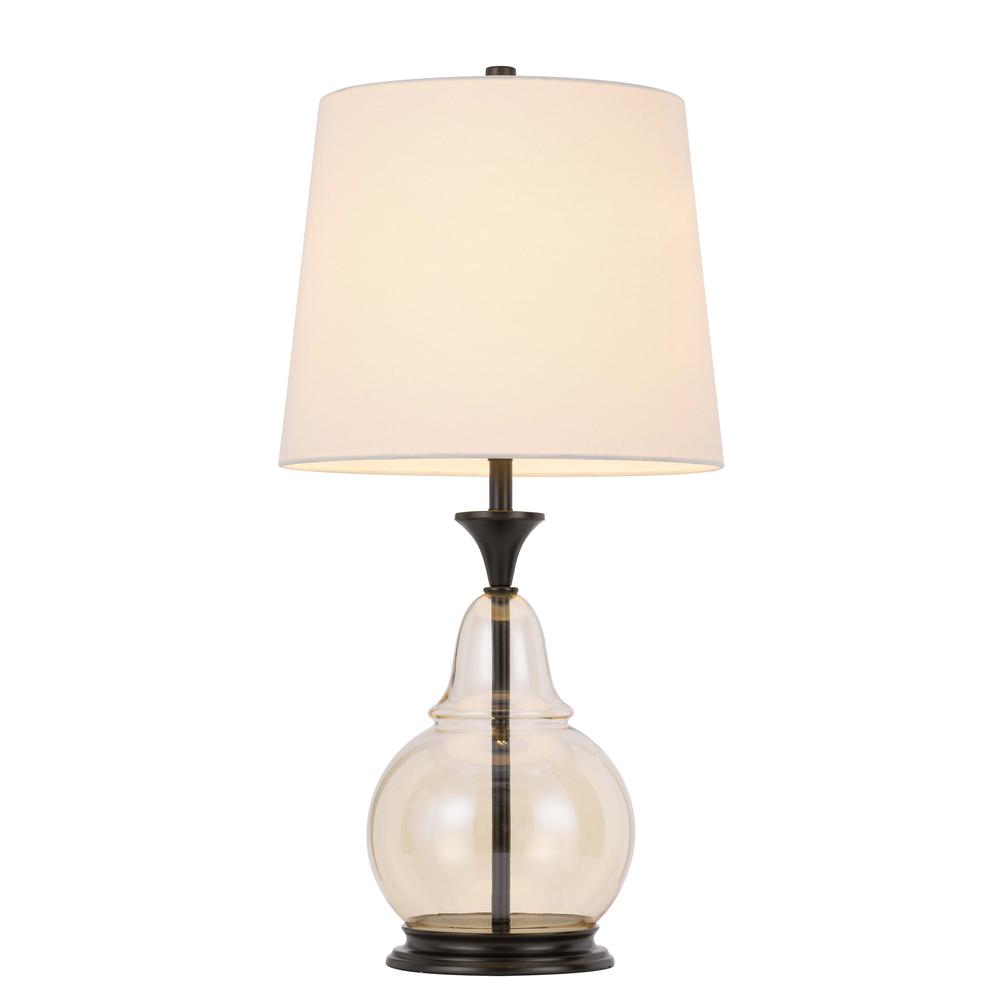 28" Clear Metal Table Lamp With White Empire Shade. Picture 1