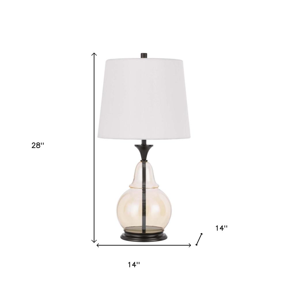 28" Clear Metal Table Lamp With White Empire Shade. Picture 5