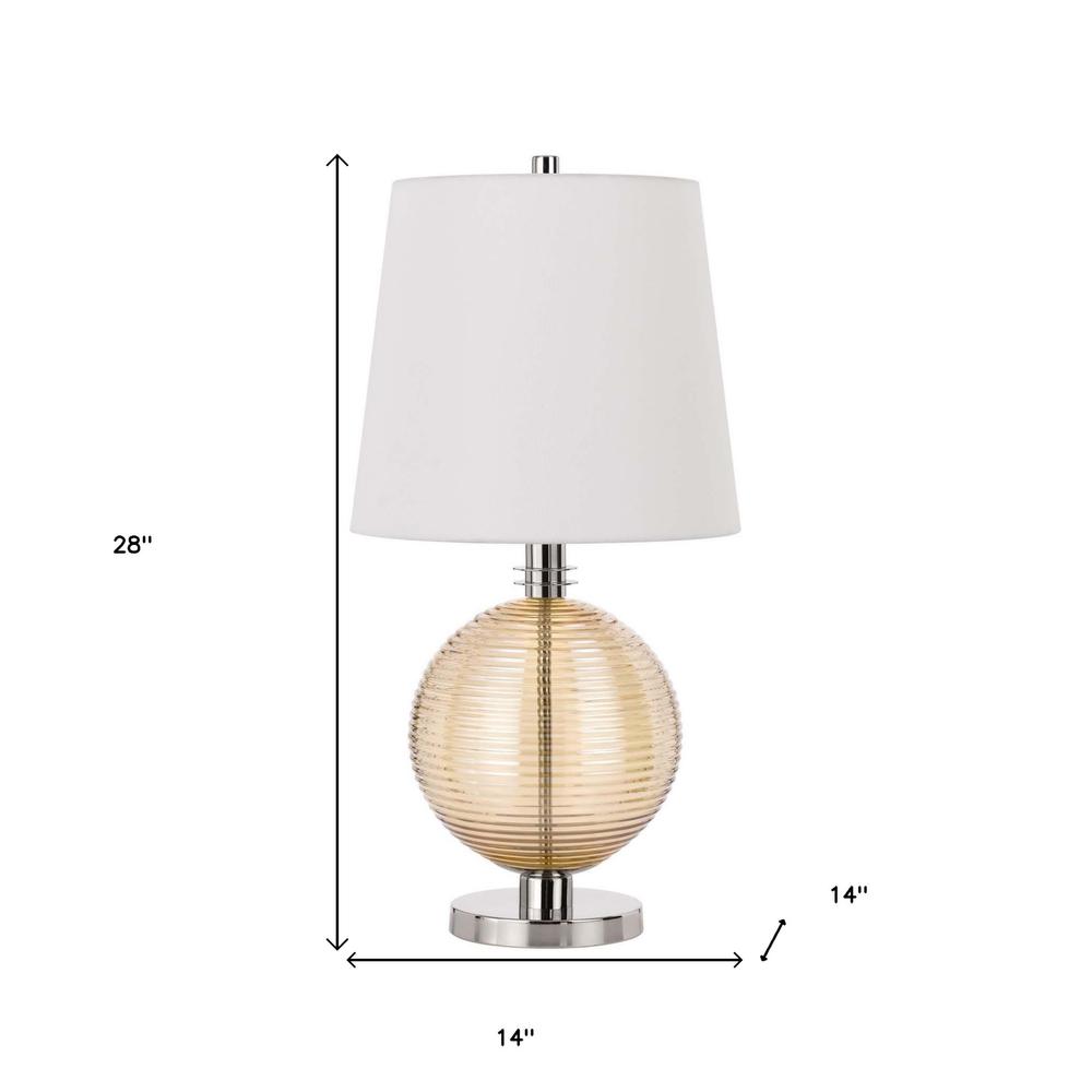 28" Nickel Metal Table Lamp With White Empire Shade. Picture 6