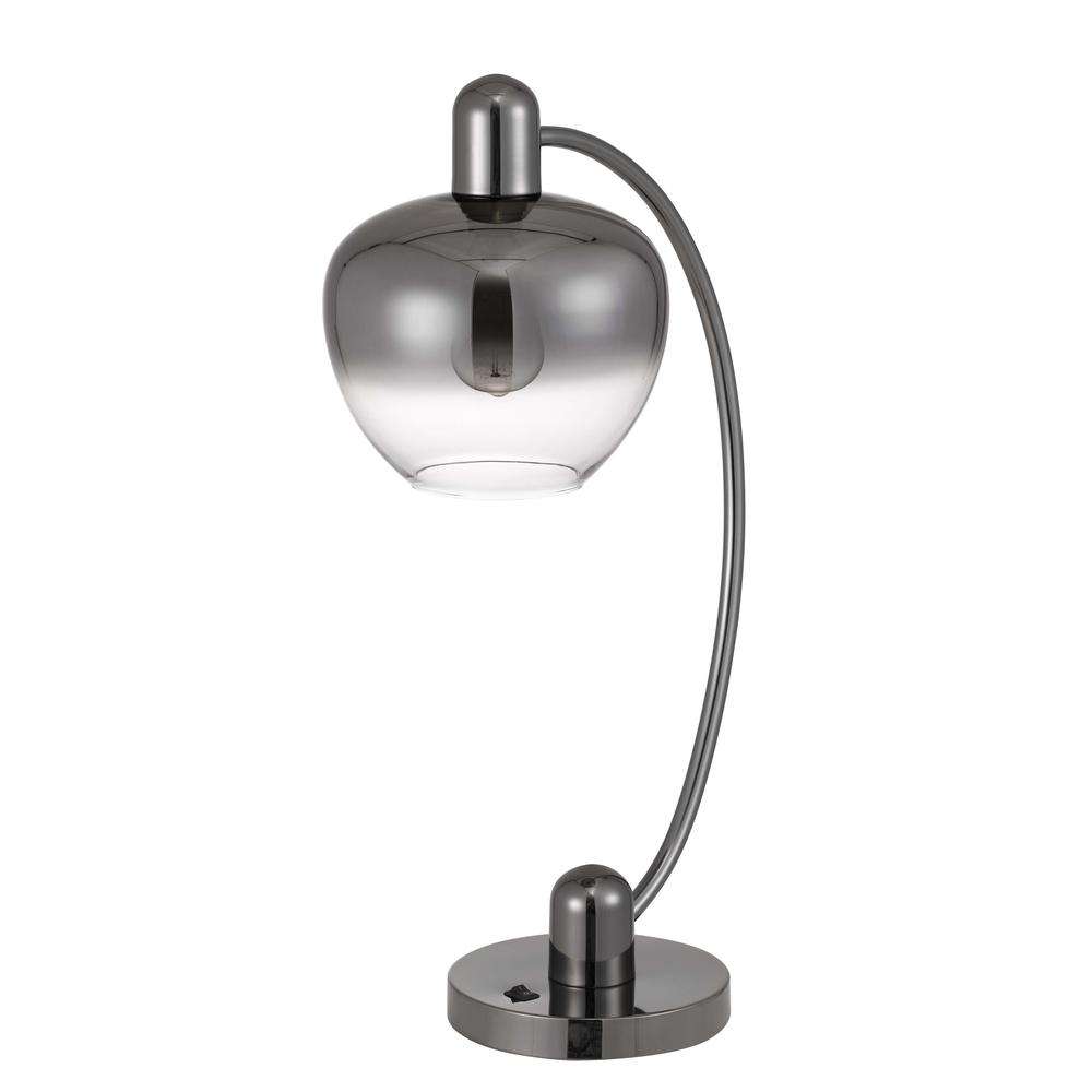 27" Gunmetal Metal Table Lamp With Silver Metallic Globe Shade. Picture 2