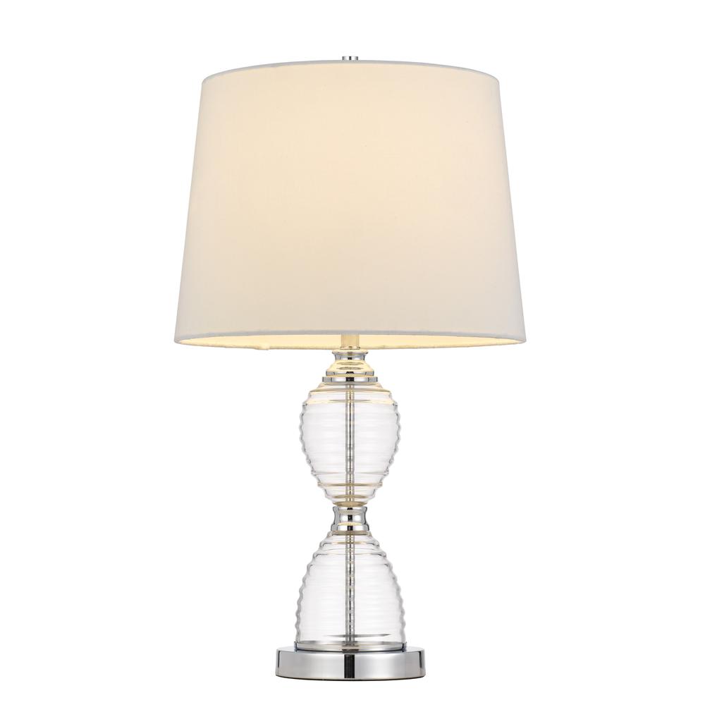 24" Clear Metal Table Lamp With White Empire Shade. Picture 2