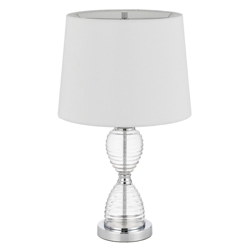 24" Clear Metal Table Lamp With White Empire Shade. Picture 3