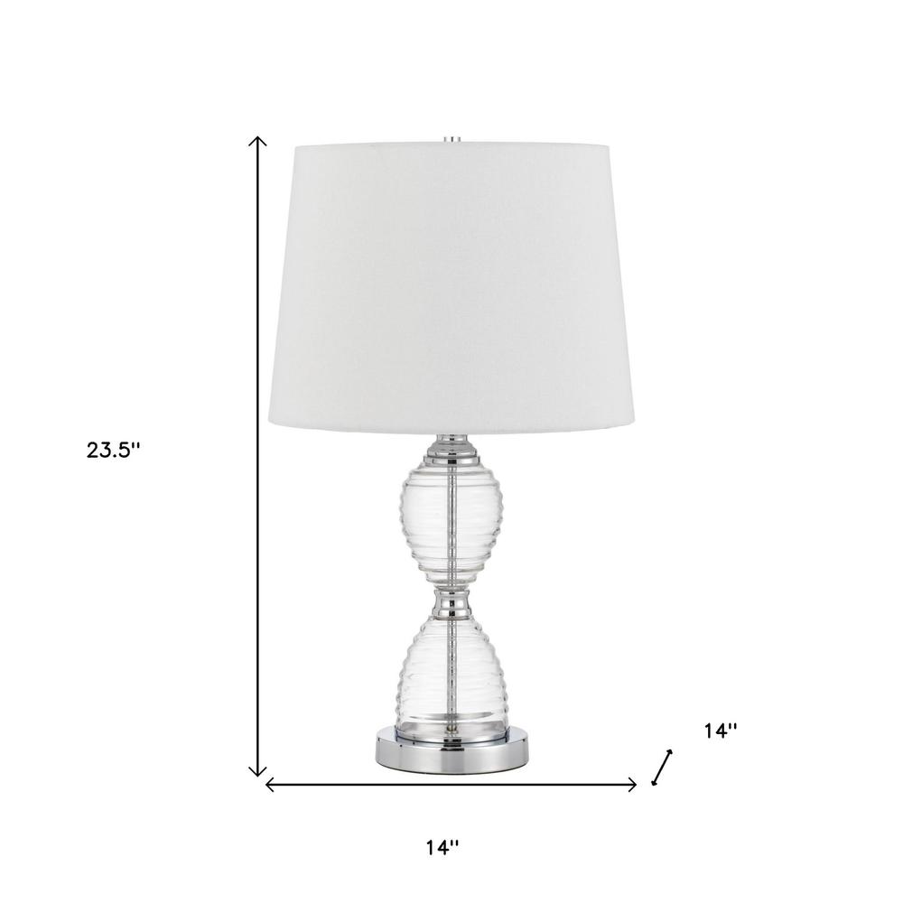 24" Clear Metal Table Lamp With White Empire Shade. Picture 7
