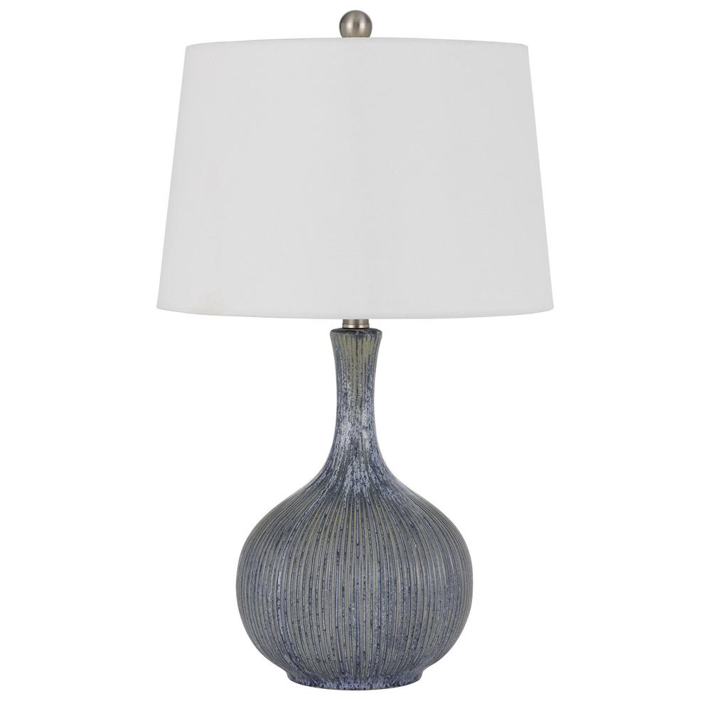 25" Stone Ceramic Table Lamp With White Empire Shade. Picture 2