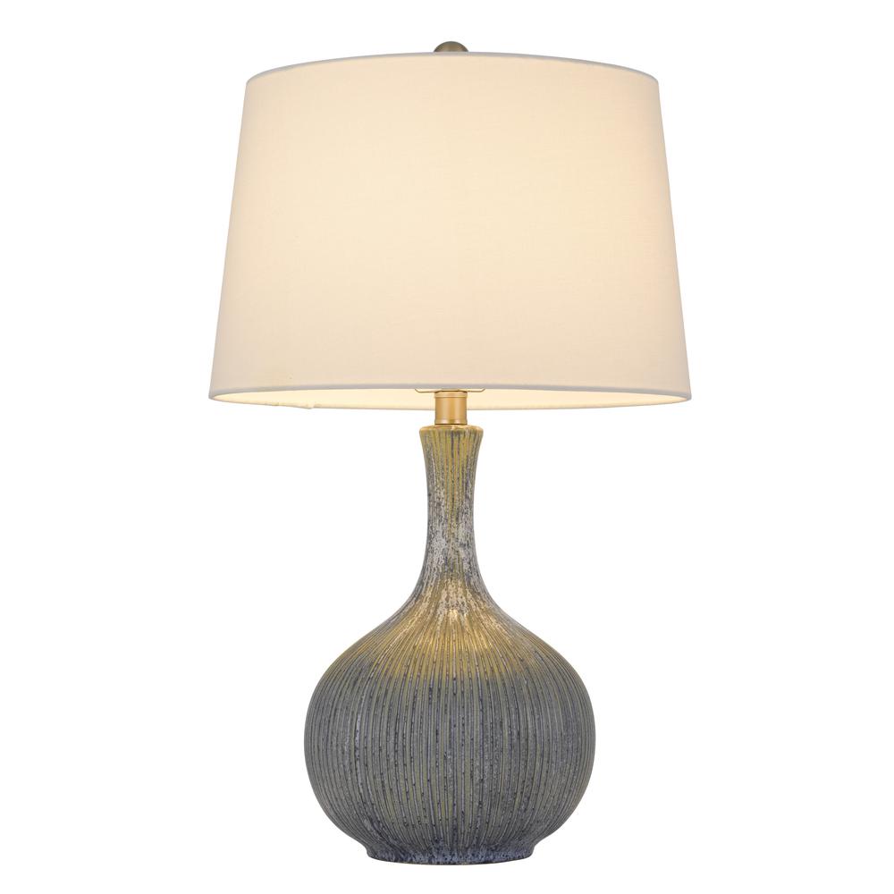 25" Stone Ceramic Table Lamp With White Empire Shade. Picture 1