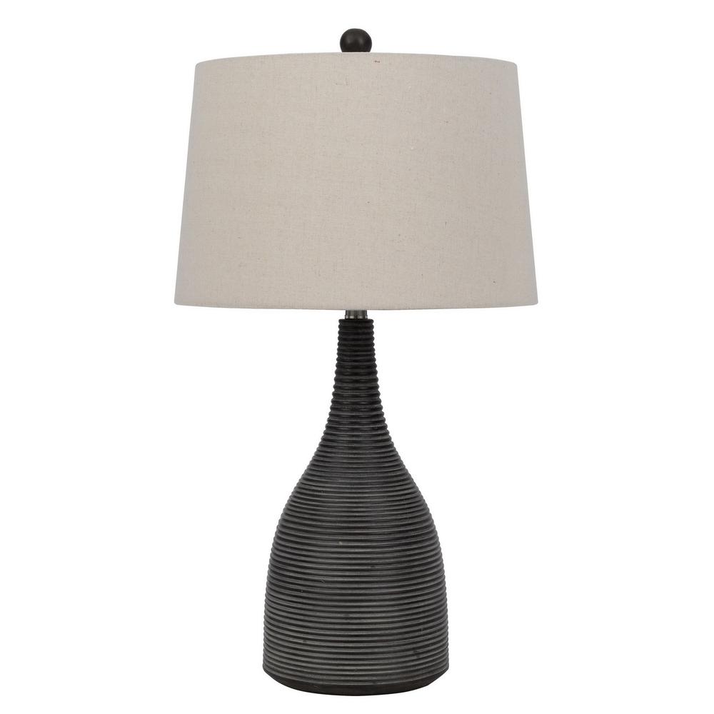 29" Black Ceramic Table Lamp With Beige Empire Shade. Picture 2