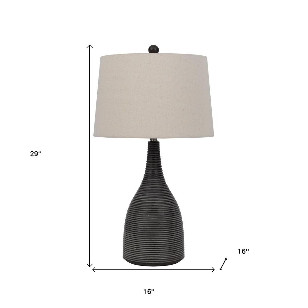 29" Black Ceramic Table Lamp With Beige Empire Shade. Picture 6