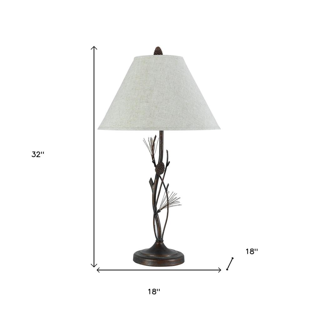32" Rust Metal Table Lamp With Gray Empire Shade. Picture 5