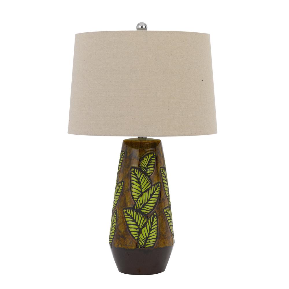 29" Brown Ceramic Table Lamp With Tan Empire Shade. Picture 2