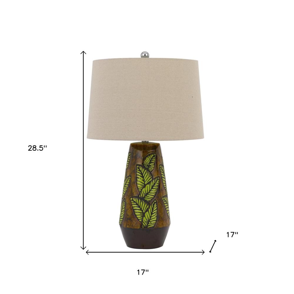 29" Brown Ceramic Table Lamp With Tan Empire Shade. Picture 5