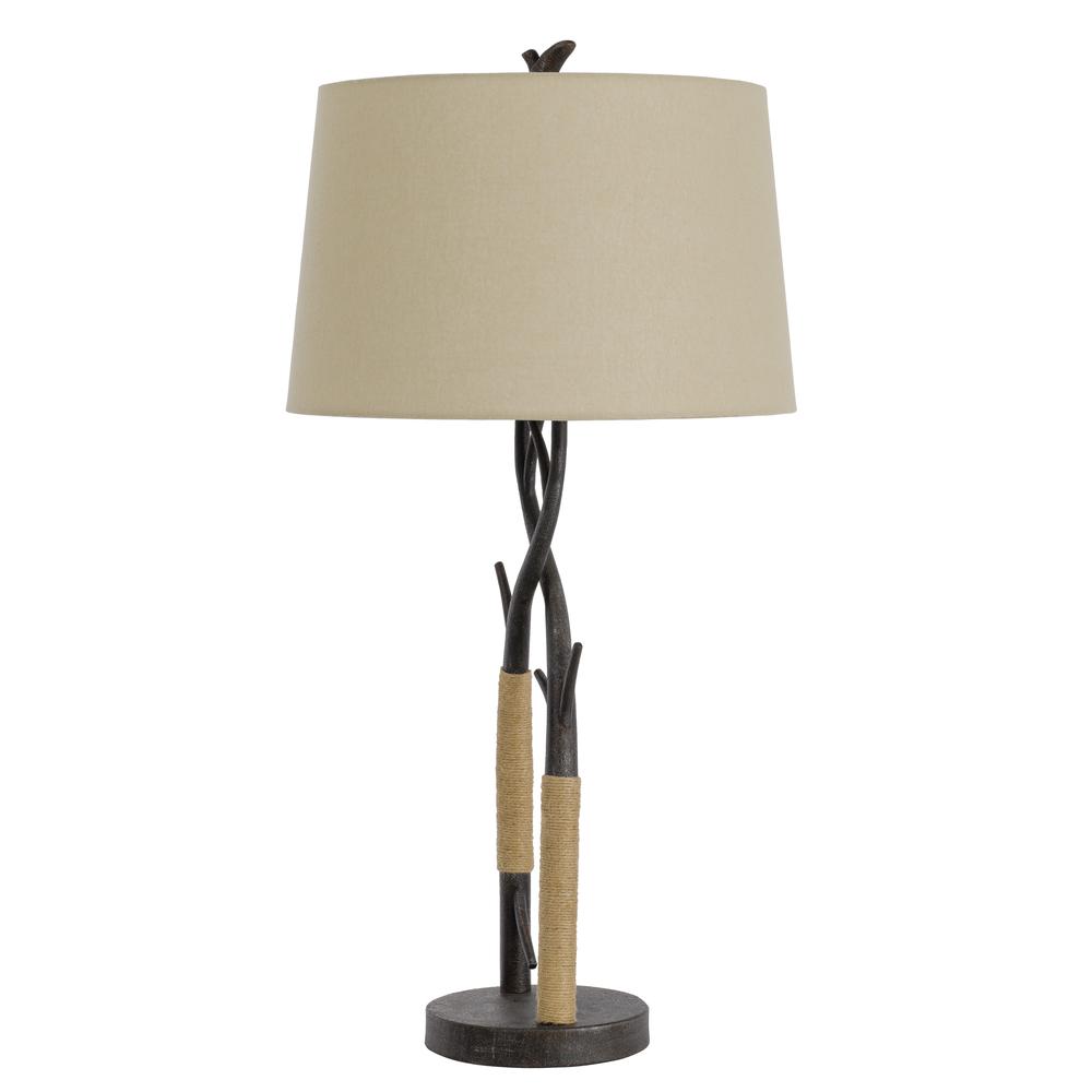 32" Charcoal Metal Table Lamp With Tan Empire Shade. Picture 3