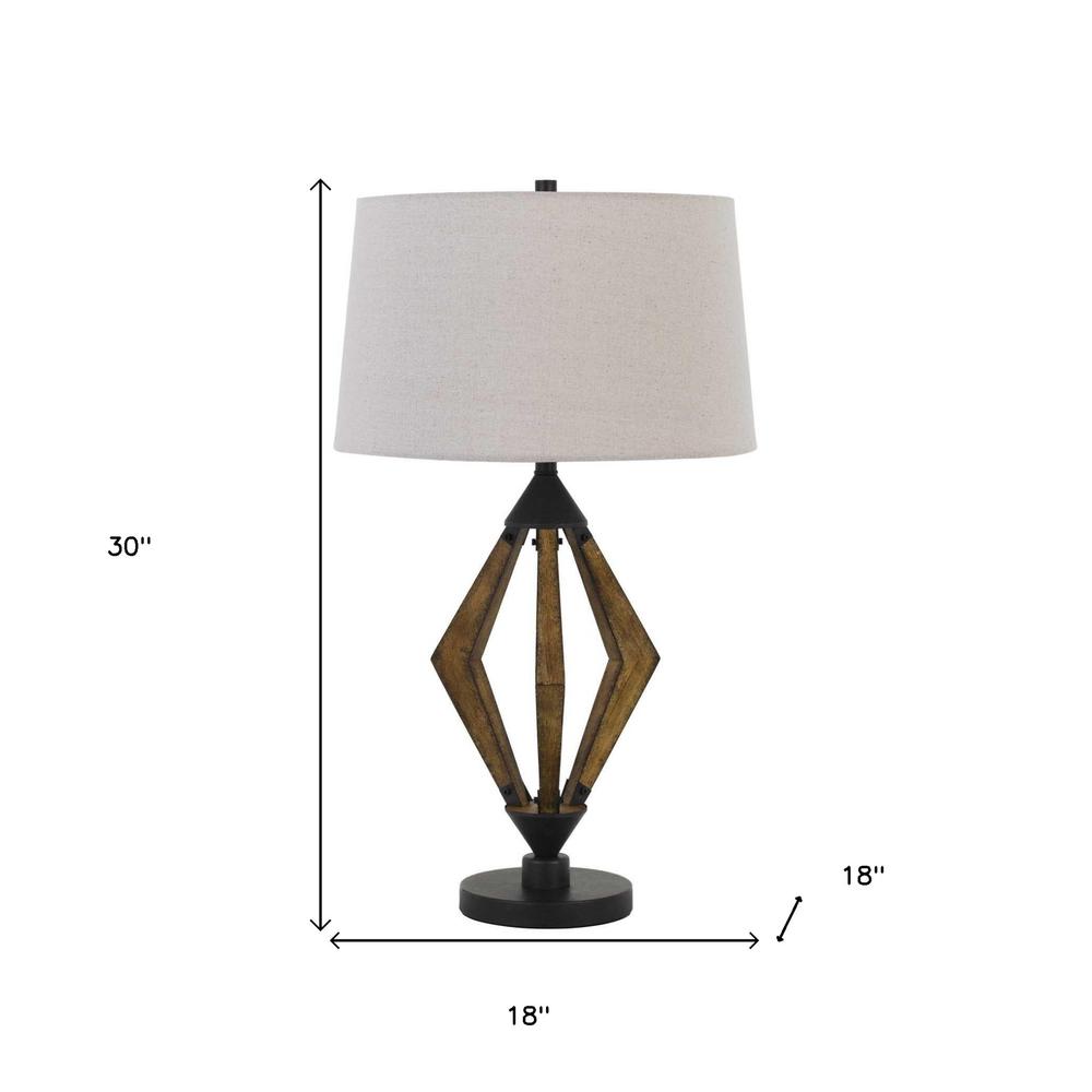 30" Black Metal Table Lamp With Brown Empire Shade. Picture 5
