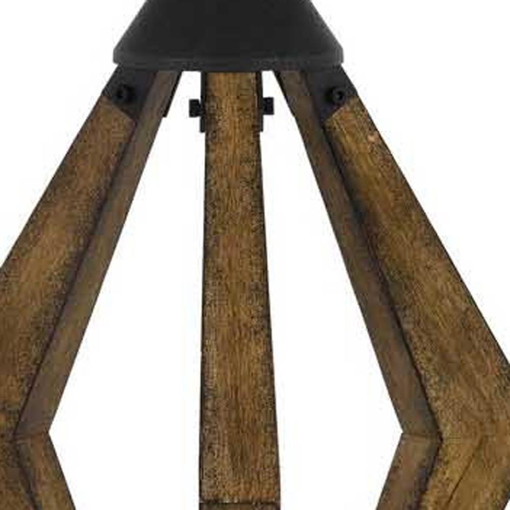 30" Black Metal Table Lamp With Brown Empire Shade. Picture 3