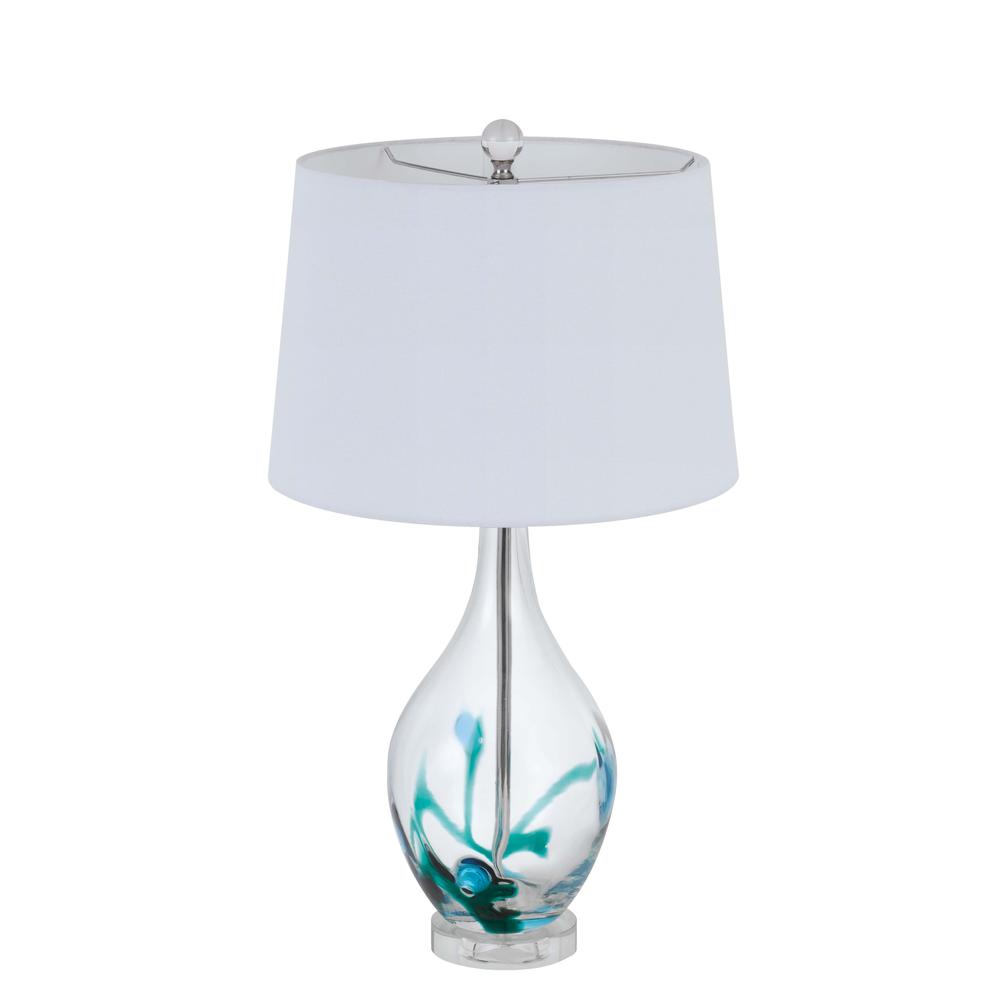 27" Clear Glass Table Lamp With White Empire Shade. Picture 3