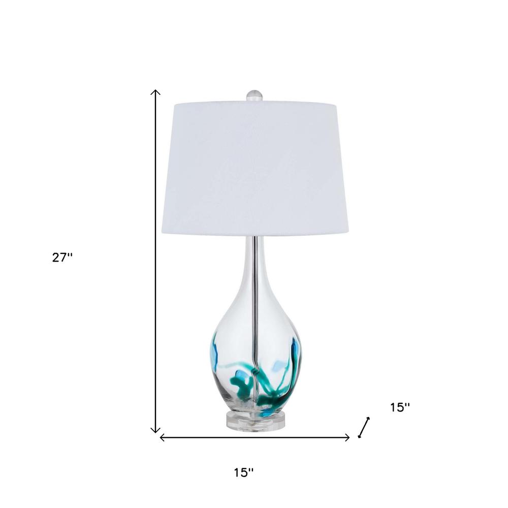 27" Clear Glass Table Lamp With White Empire Shade. Picture 7